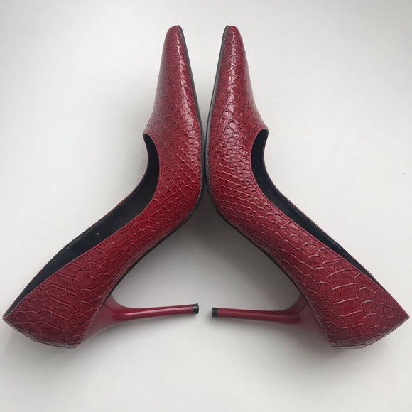 COPY - Roberto Vianni Red Snake Print Leather Pumps sz 8 - Picture 5 of 5